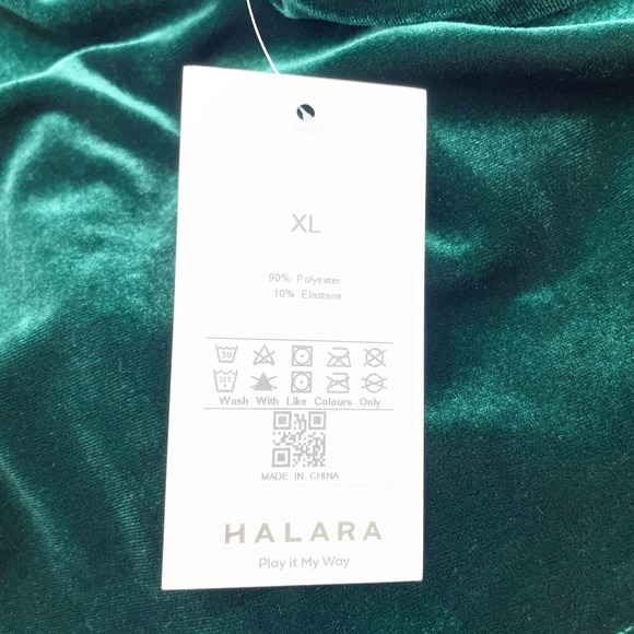 NEW Halara Womens Velvet Mini Flare Casual Dress Surplice Dark Green Size XL - Picture 7 of 12
